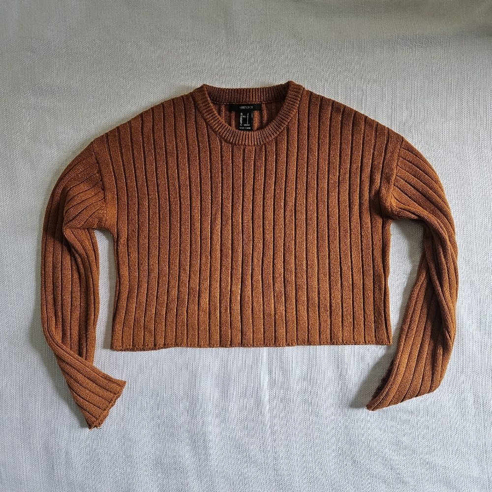 Orange Ribbed‎ Knit Sweater Size Xsmall - Picture 3 of 6